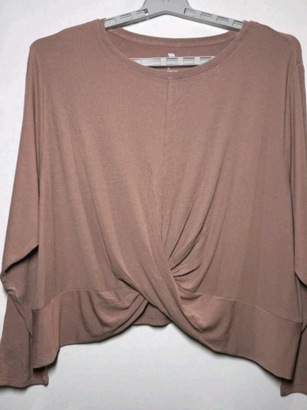 Women's Plus Twist-Front Long Sleeve Shirt All In Motion Brown 3X